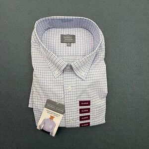 Berkley Jensen Performance Sport Shirt Mens Extra Large Blue Check Button Down